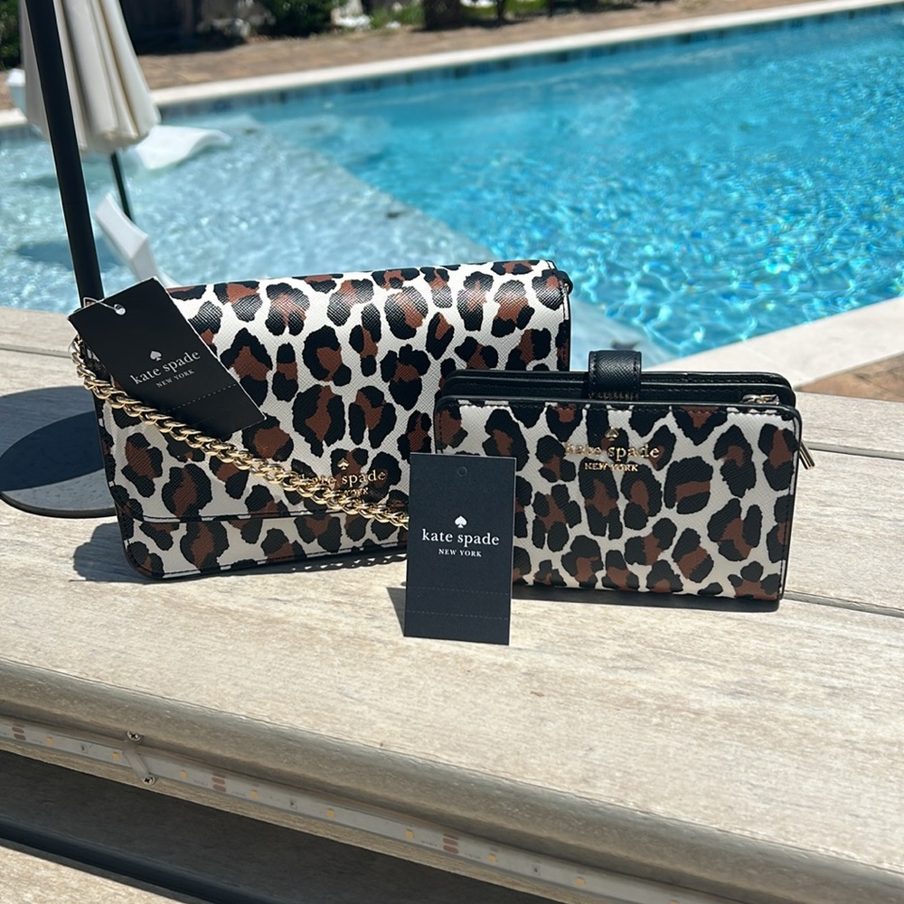 Kate Spade. NWT Madison Leopard Print Hand Bag & NWT Matching wallet